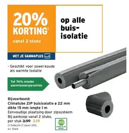 GAMMA Climatube ZIP buisisolatie ø 22 mm dikte 15 mm lengte 1 m aanbieding