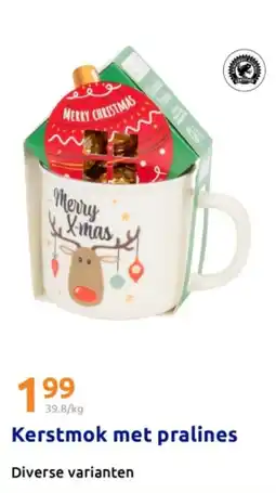 Action Kerstmok met pralines aanbieding