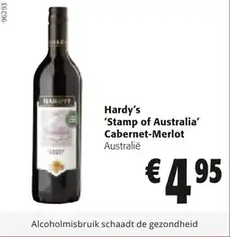 Colruyt Hardy's 'Stamp of Australia' Cabernet-Merlot aanbieding