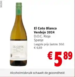Colruyt El Coto Blanco Verdejo 2024 aanbieding