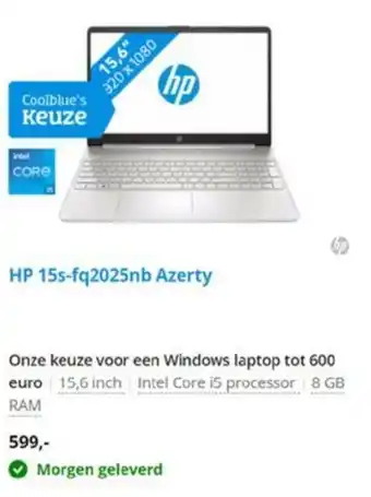 Coolblue HP 15s-fq2025nb Azerty aanbieding