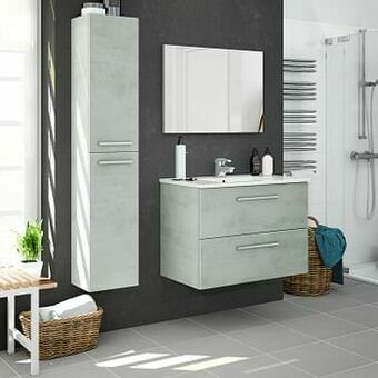 Zelfbouwmarkt Badkamermeubel Fleur Beton 800mm,wastafel Glans aanbieding