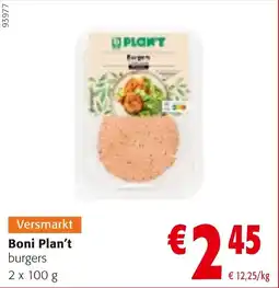 Colruyt Boni Plan't burgers aanbieding