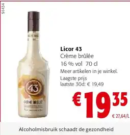 Colruyt Licor 43 Crème brûlée 16 % vol 70 cl aanbieding