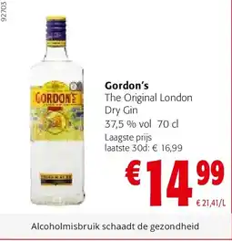 Colruyt Gordon’s The Original London Dry Gin 37,5 % vol 70 cl aanbieding