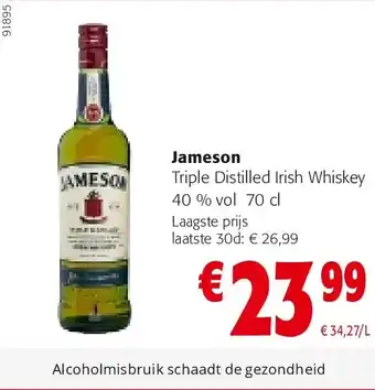 Colruyt Jameson Triple Distilled Irish Whiskey 40 % vol 70 cl aanbieding