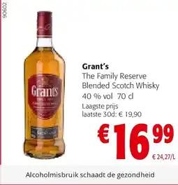 Colruyt Grant’s The Family Reserve Blended Scotch Whisky aanbieding