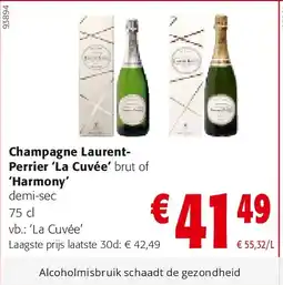 Colruyt Champagne LaurentPerrier ‘La Cuvée’ brut of ‘Harmony’ aanbieding