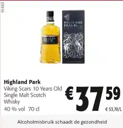 Colruyt Highland Park Viking Scars 10 Years Old Single Malt Scotch Whisky aanbieding