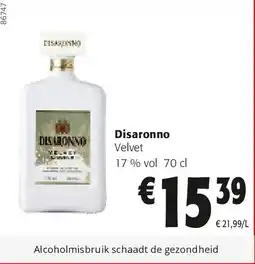 Colruyt Disaronno Velvet 17 % vol 70 cl aanbieding