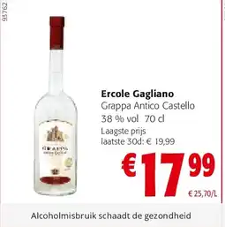 Colruyt Ercole Gagliano Grappa Antico Castello 38 % vol 70 cl aanbieding