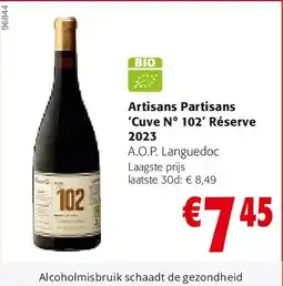 Colruyt Artisans Partisans ‘Cuve N° 102’ Réserve 2023 aanbieding