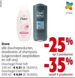 Colruyt Dove Douchegel Petal Soft 250 ml aanbieding