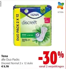 Colruyt Tena alle Duo Packs Discreet Normal 2 x 12 stuks aanbieding