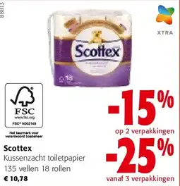 Colruyt Scottex Kussenzacht toiletpapier 135 vellen 18 rollen aanbieding