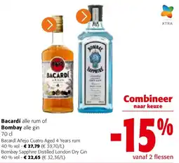 Colruyt Bacardí Añejo Cuatro Aged 4 Years rum 40 % vol aanbieding