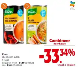 Colruyt Knorr alle soepen in blik 515 ml aanbieding
