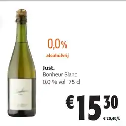 Colruyt Just. Bonheur Blanc 0,0% vol aanbieding