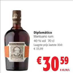 Colruyt Diplomático Mantuano rum 40 % vol aanbieding