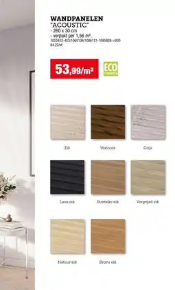 Hubo Wandpanelen Acoustic aanbieding