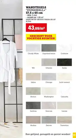 Hubo Wandtegels "dumawall+" aanbieding