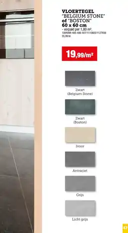 Hubo Vloertegel "belgium stone" of "boston" aanbieding