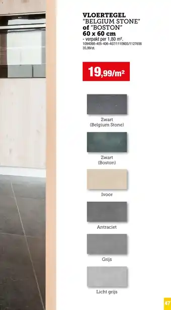 Hubo Vloertegel "belgium stone" of "boston" aanbieding