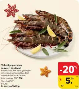 Carrefour Volledige garnalen rauw en ontdooid aanbieding