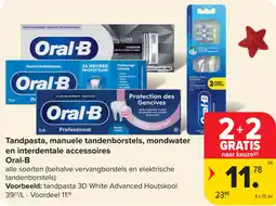 Carrefour Tandpasta, manuele tandenborstels, mondwater en interdentale accessoires Oral-B aanbieding