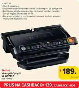 Carrefour Tefal Tefal Vleesgrill Optigrill XL GC7228 aanbieding