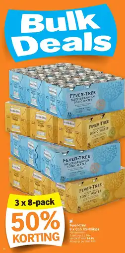 Albert Heijn Fever-Tree 8 x 0.15 literblikjes aanbieding