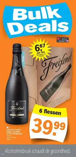 Albert Heijn Freixenet Cordon Negro Cava Brut 6 x 0.75 literflessen aanbieding