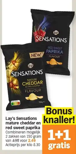 Albert Heijn Lay's Sensations mature cheddar en red sweet paprika aanbieding