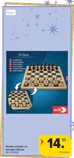 Carrefour Houten schaak- en damspel Deluxe aanbieding