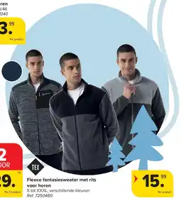 Carrefour Fleece fantasiesweater met rits voor heren aanbieding