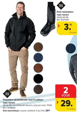 Carrefour Fluwelen stretchbroek met 5 zakken voor heren aanbieding