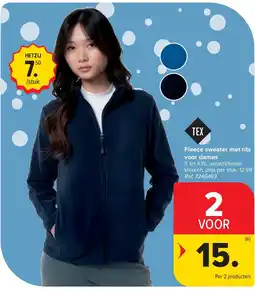 Carrefour Fleece sweater met rits voor dames aanbieding