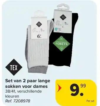 Set van 2 paar lange sokken voor dames