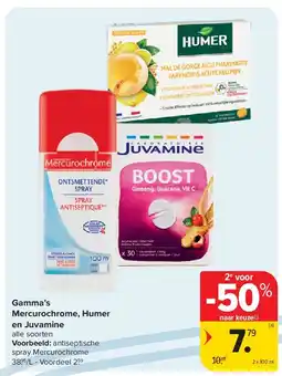 Carrefour Gamma’s Mercurochrome, Humer en Juvamine aanbieding