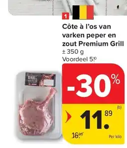 Carrefour Côte à l’os van varken peper en zout Premium Grill aanbieding