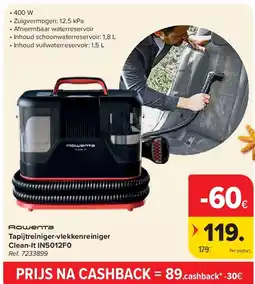 Carrefour Tapijtreiniger-vlekkenreiniger Clean-It IN5012F0 aanbieding