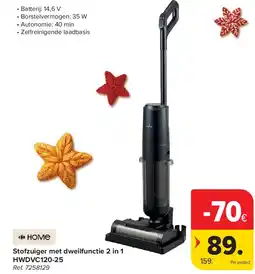 Carrefour Stofzuiger met dweilfunctie 2 in 1 HWDVC120-25 aanbieding