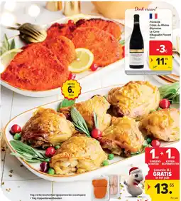 Carrefour 1 kg varkensschnitzel (gepaneerde escalopes) + 1 kg kippenbovenbouten aanbieding