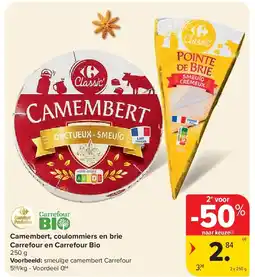 Carrefour Camembert, coulommiers en brie Carrefour en Carrefour Bio aanbieding