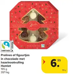 Carrefour Pralines of fi guurtjes in chocolade met hazelnootvulling Hamlet aanbieding