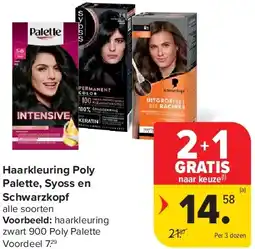 Carrefour Haarkleuring Poly Palette, Syoss en Schwarzkopf aanbieding