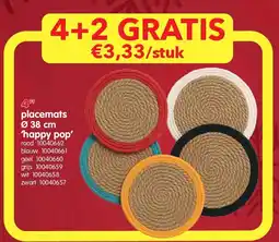 Yess placemats Ø 38 cm ‘happy pop’ aanbieding