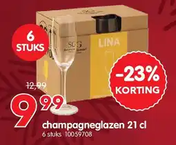 Yess champagneglazen 21 cl aanbieding