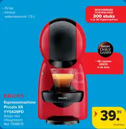 Carrefour Krups Espressomachine Piccolo XS YY5429FD aanbieding