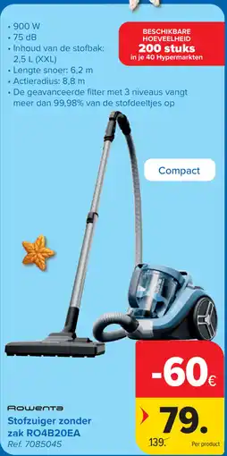 Carrefour Rowenta Stofzuiger zonder zak RO4B20EA aanbieding